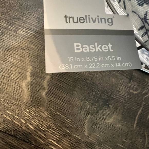 True Living Wire Basket W/ Fabric Liner & Wooden Handles NEW - Picture 6 of 6